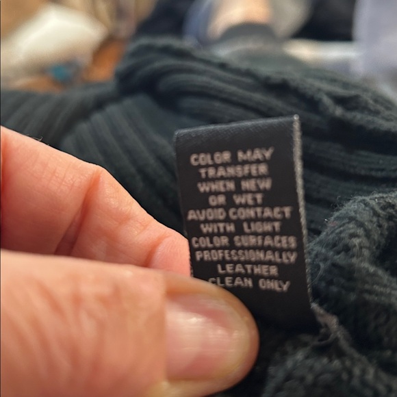 Beautiful gently used INC black leather sweater with a hood and zipper size L - Picture 13 of 13